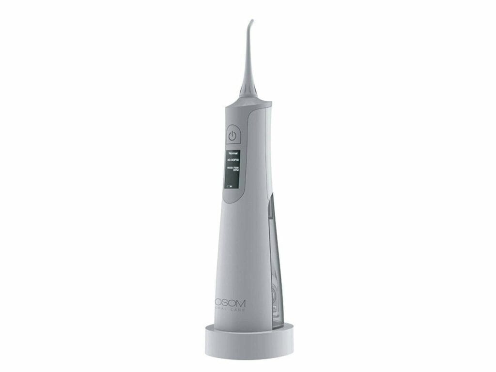 Burnos irigatorius OSOM Oral Care Silver OSOMORALWF128SILV, IPX7, LCD ekranėlis, sidabrinė spalva OSOM Oral Care burnos irigatorius Silver OSOMORALWF128SILV, IPX7, LCD ekranėlis, sidabrinės spalvos