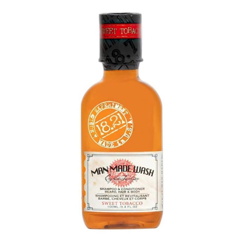 Daugiafunkcė priemonė vyrams 3 in 1_ stiprinamasis šampūnas, kondicionierius ir kūno prausiklis viename 18.21 Man Made Wash Sweet Tobacco WSH3ST, 100 ml-min 18.21 Man Made daugiafunkcė priemonė vyrams 3in1: stiprinamasis šampūnas, kondicionierius ir kūno prausiklis viename Wash Sweet Tobacco WSH3ST, 100ml