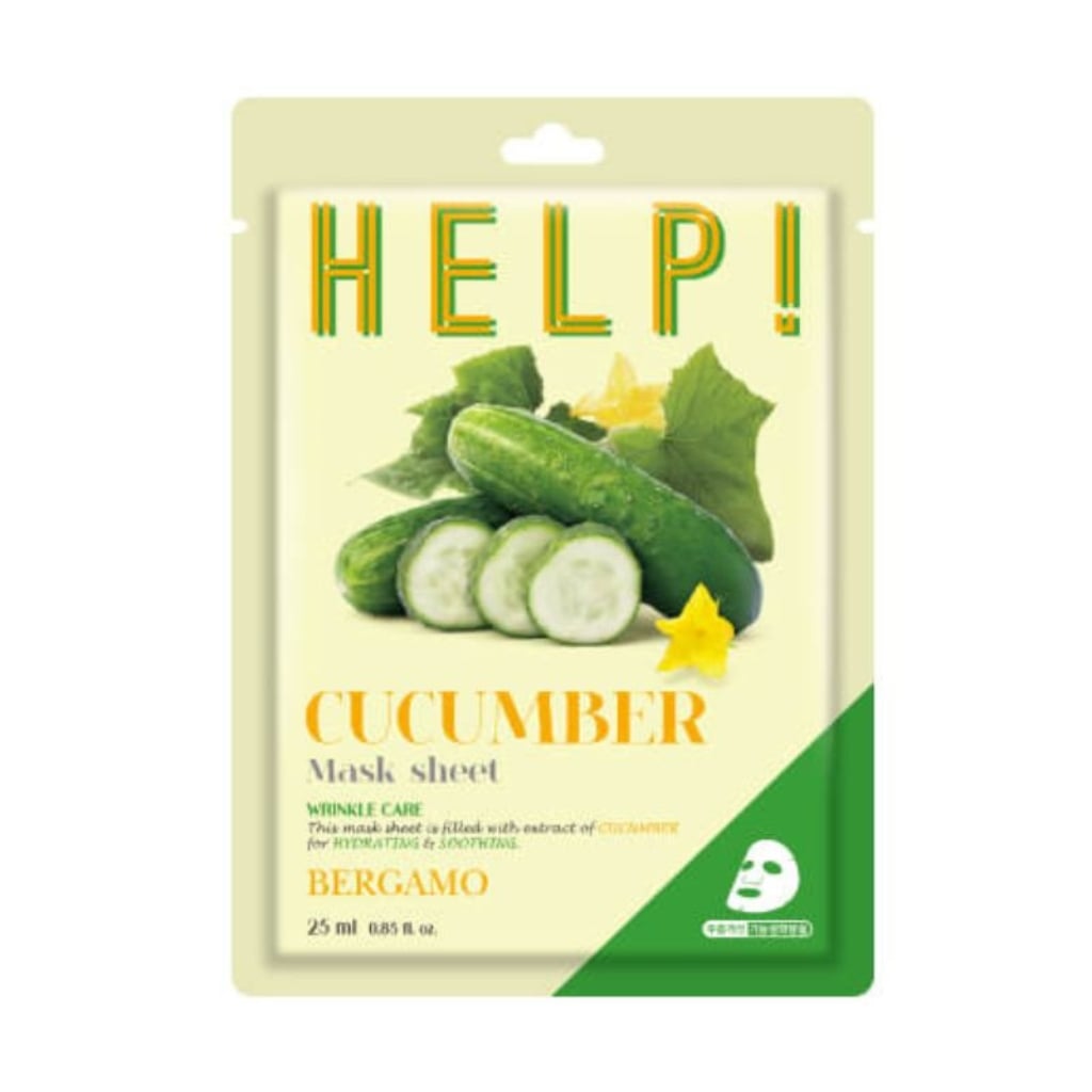 BERGAMO HELP lakštinė veido kaukė su agurkais, 25ml