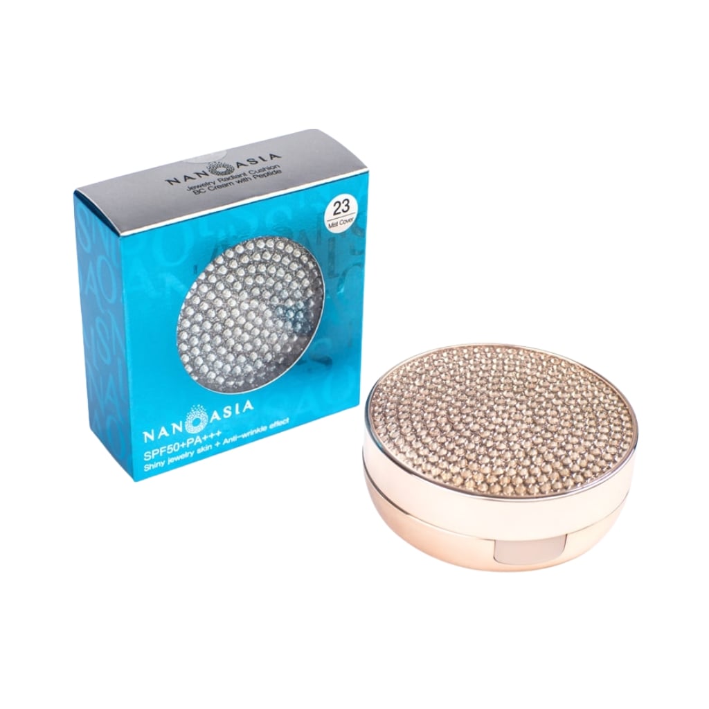 Nanoasia BC tonuojantis kremas-kušonas sausai/mišriai odai SPF50+ BC Cream-Cushion, 15g, rožiniai deimančiukai