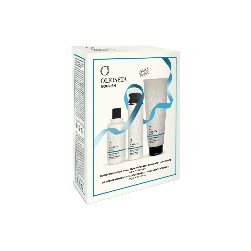 Olioseta žvilgesio suteikiantis aliejus Glow, 30ml (1) Olioseta Nourish šventinis dovanų rinkinys