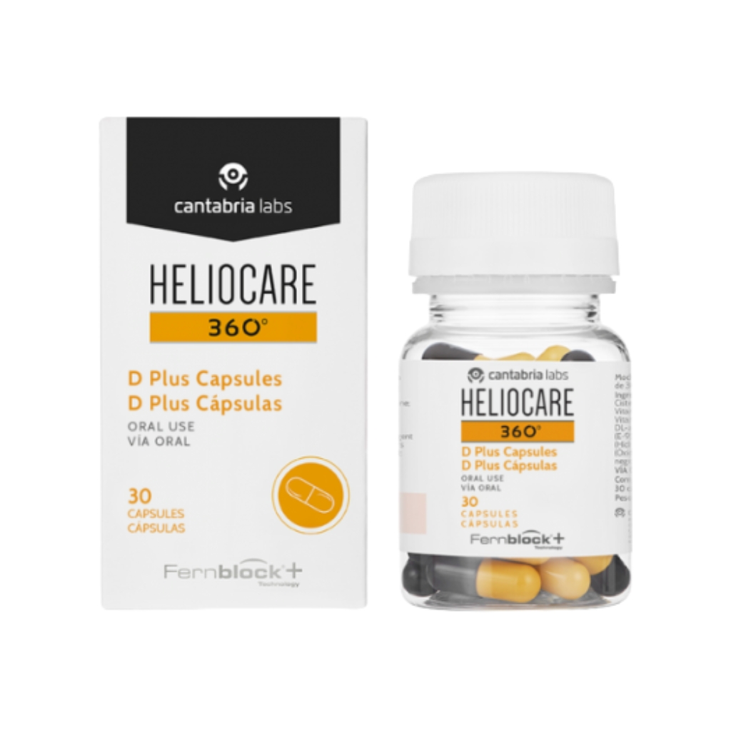 HELIOCARE 360º D plus maisto papildai odai, kuri stokoja atsparumo saulei bei saulės pažeistai odai, 30 kapsulių