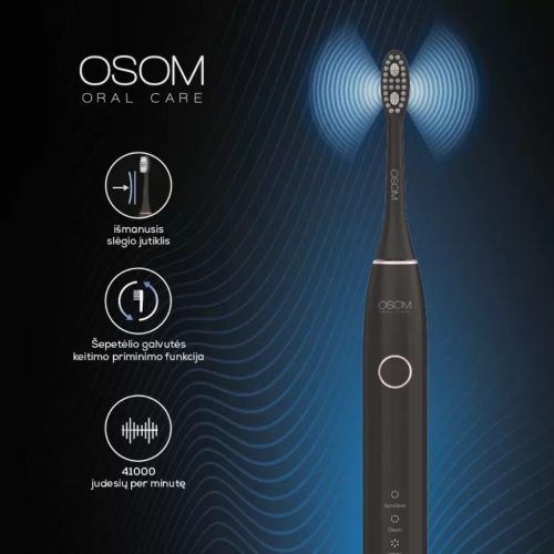 OSOM Oral Care Sonic Electric Įkraunamas, elektrinis, garsinis dantų šepetėlis Toothbrush Black OSOMORALV10BL, juodos spalvos OSOM Oral Care Sonic Electric Įkraunamas, elektrinis, garsinis dantų šepetėlis Toothbrush Black OSOMORALV10BL, juodos spalvos