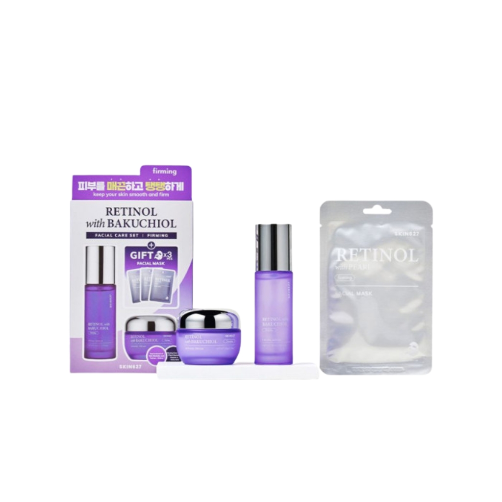 SKIN627 rinkinys veido priežiūrai stangrinamasis su retinoliu ir bakučioliu SKIN627 rinkinys veido priežiūrai stangrinamasis su retinoliu ir bakučioliu