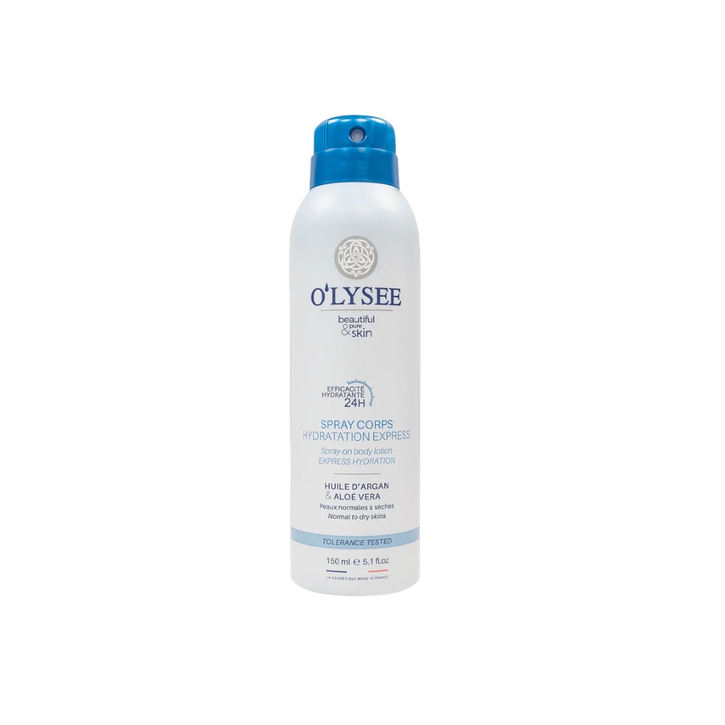 O'LYSEE Express - purškiamas kūno pienelis, 150ml O'LYSEE Pure Waterspray - purškiamas vanduo veidui ir kūnui, 150ml