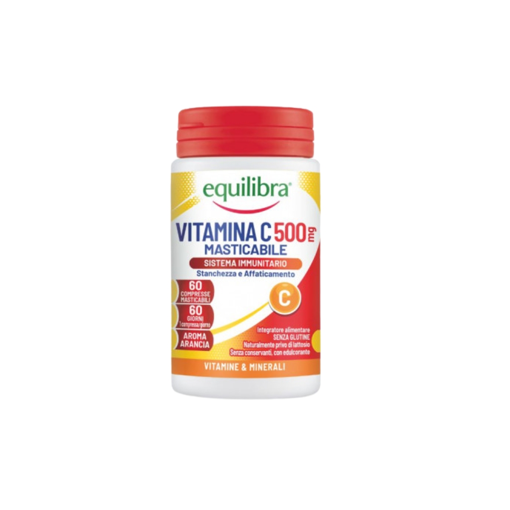 EQUILIBRA maisto papildas Vitaminas C 500 mg, 60 kramtomų tablečių