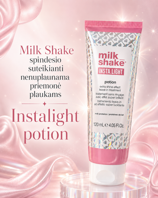 Milk Shake spindesio suteikianti nenuplaunama priemonė plaukams Instalight potion, 120ml