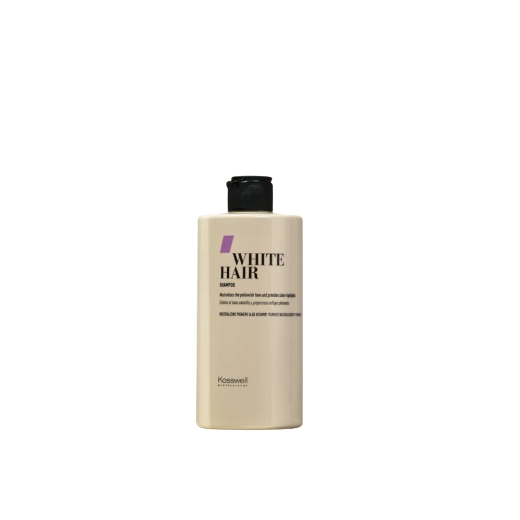 Kosswell geltonumą neutralizuojantis šampūnas White Hair, 500ml Kosswell geltonumą neutralizuojantis šampūnas White Hair, 500ml